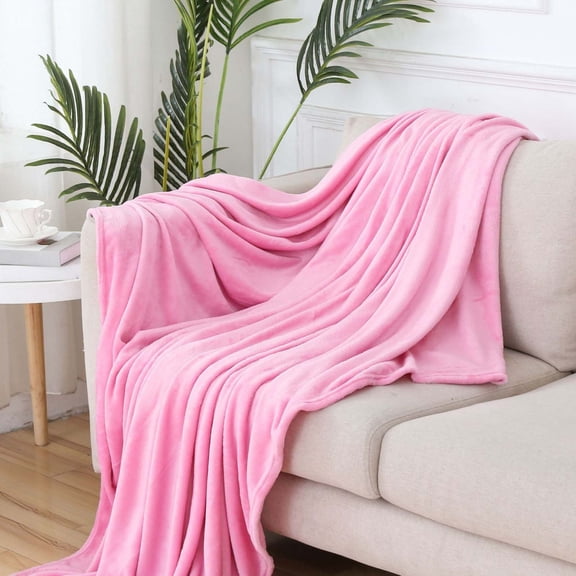 Cozival Plush Fleece Blanket, 39"X59" Plush Fleece Throw Blanket - Comfortable Warm Bedspread Alternative for Bedroom and Living Room Decor, Bedspread Alternative, Pink