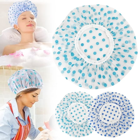 Cozival Reusable Shower Cap, Reusable Shower Cap, Waterproof Elastic Bath Cap for Women, Men, and Kids, Large Spa Salon Hat for Hair Protection, Waterproof Bath Cap, A