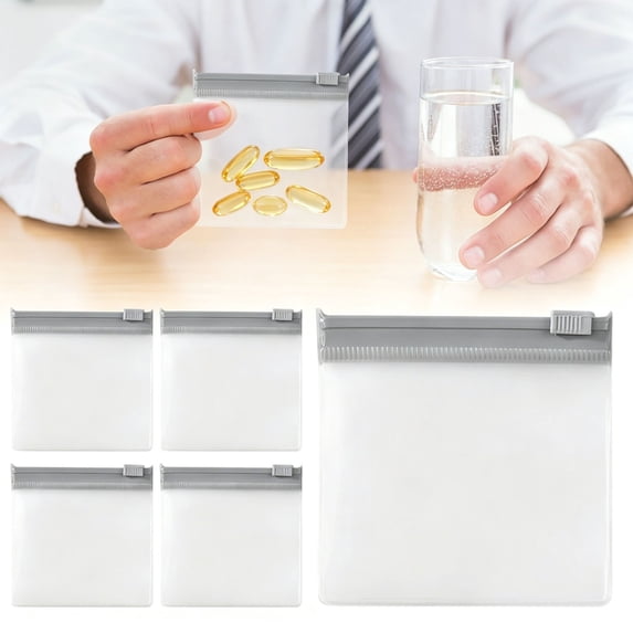 Cozival Reusable Zippered Pill Pouch Bags, Travel Medicine Organizer with Slide Lock, Lightproof Portable Pill Pouches for Medication Vitamins Storage