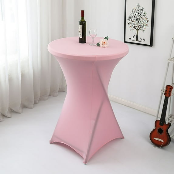 Cozival Round Table Cover, Cocktail Tablecloth - 43.3X23.6 Inch Stretch Spandex Round Table Cover, Wrinkle-Resistant for Wedding/Banquet/Birthday Party, Stretch Tablecloth, Pink