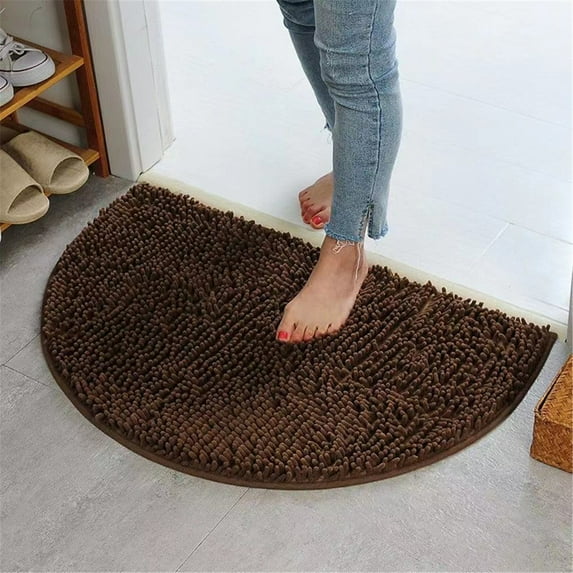 Cozival Semicircle Door Mat, Semicircle Absorbent Door Mat - Non-Slip Bathroom & Toilet Floor Rug, Soft Carpet for Bedroom Entrance and Shower, Absorbent Entryway Rug, Coffee