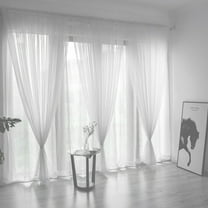 Cozival Sheer Voile Curtains, Voile Window Curtain Panel 200X100Cm - Sheer Tulle Drape with Rod Pocket, Colorful Translucent Fabric for Living Room & Bedroom, Sheer Curtains, A