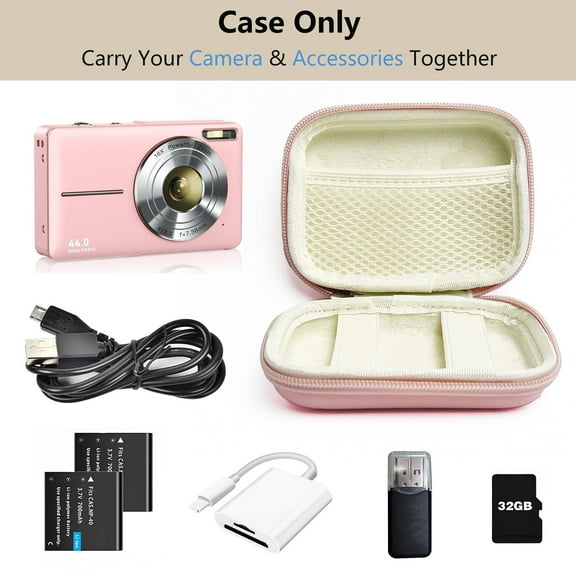 Cozival Universal Camera Case, Universal Camera Case for Small Travel Cameras - Compatible with Multiple Brands, Holds Camera, Sd Cards & Accessories, Small Travel Camera Bag, Pink