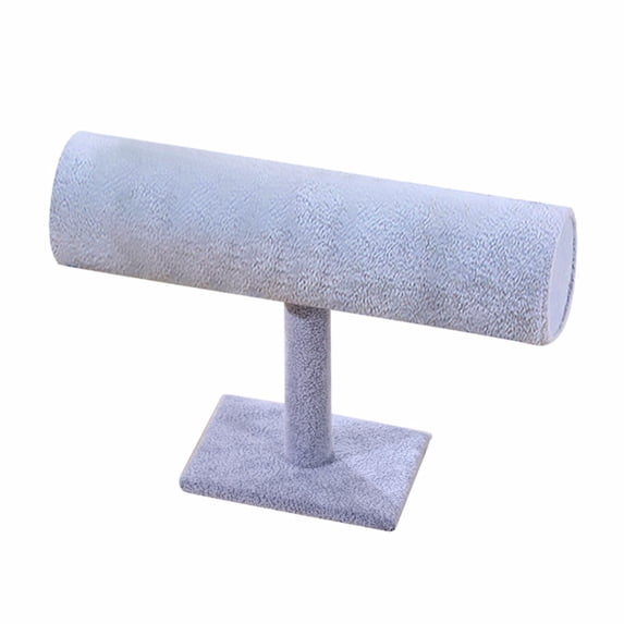 Cozival Velvet T-Bar Bracelet Holder, Jewelry Display Stand Organizer for Bracelets Watches Bangles Scrunchies, Tabletop Storage Rack,Grey