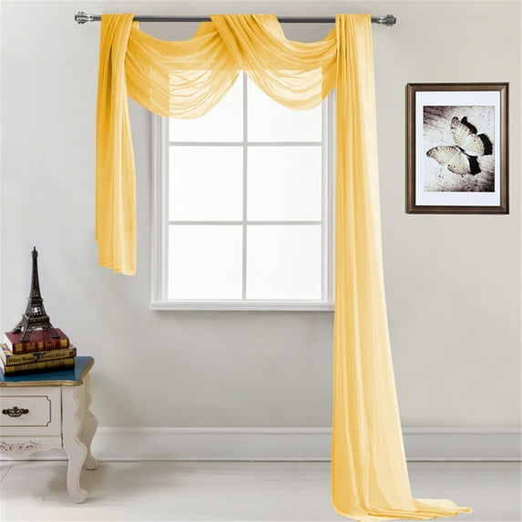 Cozival Waterproof Wood Flooring, Voile Window Scarf - Sheer Multifunctional Curtain for Home/Event Decor, Light Filtering & Elegant Drape, Voile Curtain Panel, Gold