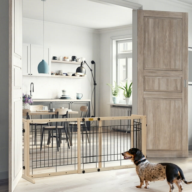 Coziwow 21" Tall Freestanding Pet Gate, Adjustable Wooden Dog Fence