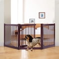thumbnail image 1 of Coziwow 24"H Wooden Dog Gate 3 Panel Indoor Free Standing, Brown, 1 of 11