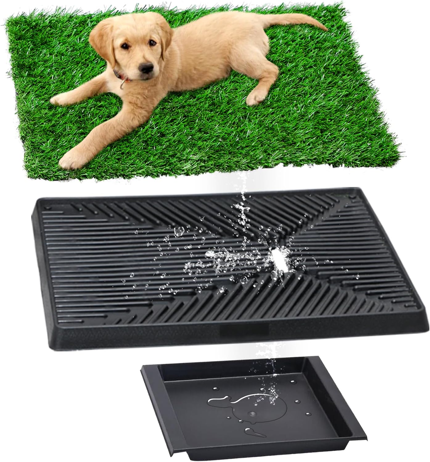 LOMANTOWN Fake Grass Dog Potty Pad Portable Dog Turf Trainer Grass with Tray, 30"x20"