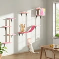 thumbnail image 1 of Coziwow 5 Pcs Wall Mounted Cat Tree Set W/ Cat Perch, Scratching Post, Cat Bridge, Cat Tree and Cat Hammock, Pink, 1 of 7