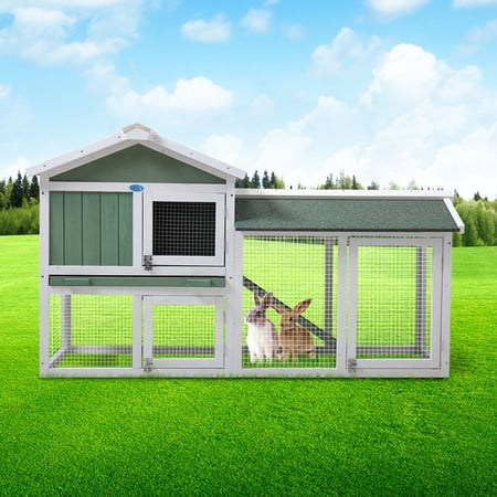 Coziwow 58" Rabbit Hutch Bunny Cage Indoor Chicken Coop Small Animal Poultry with Run Green