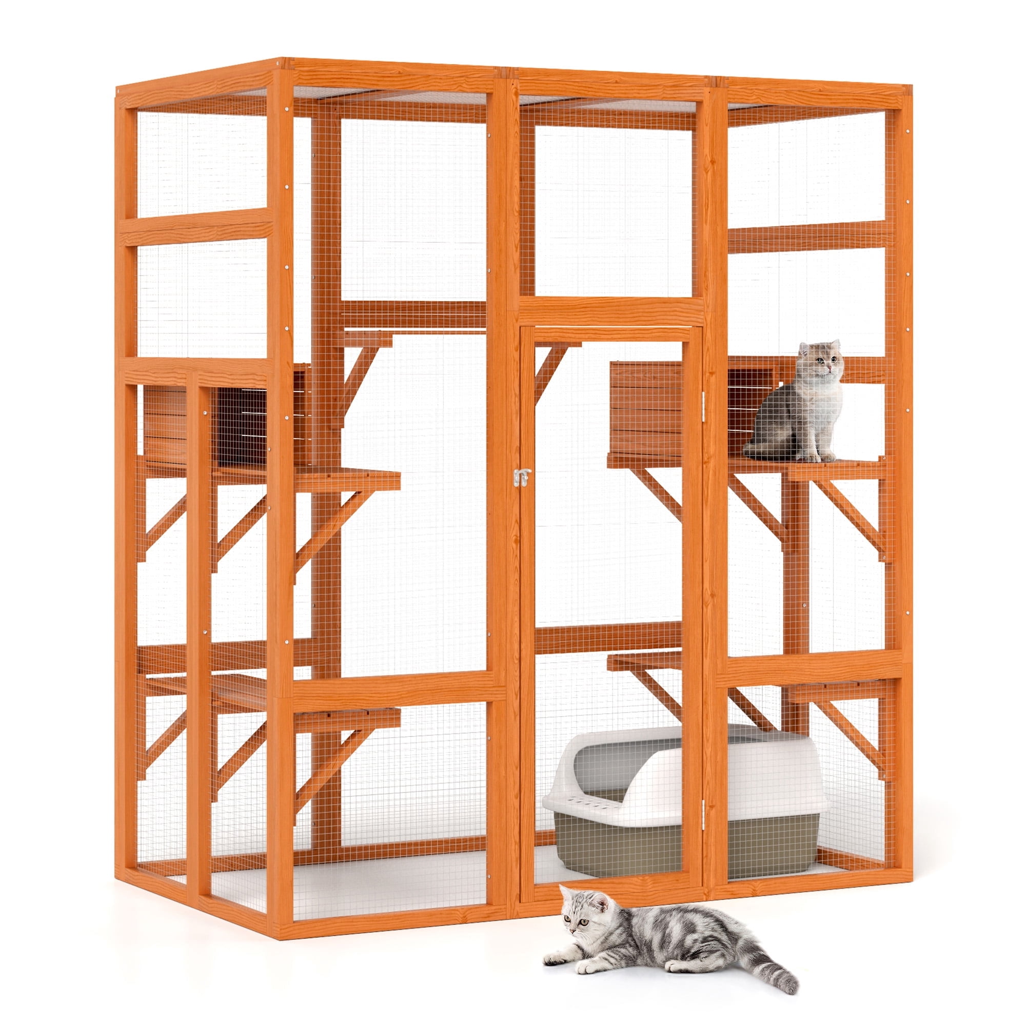 Coziwow Cat Enclosure Cat House Catio Small Animal Playpen Outdoor, Orange
