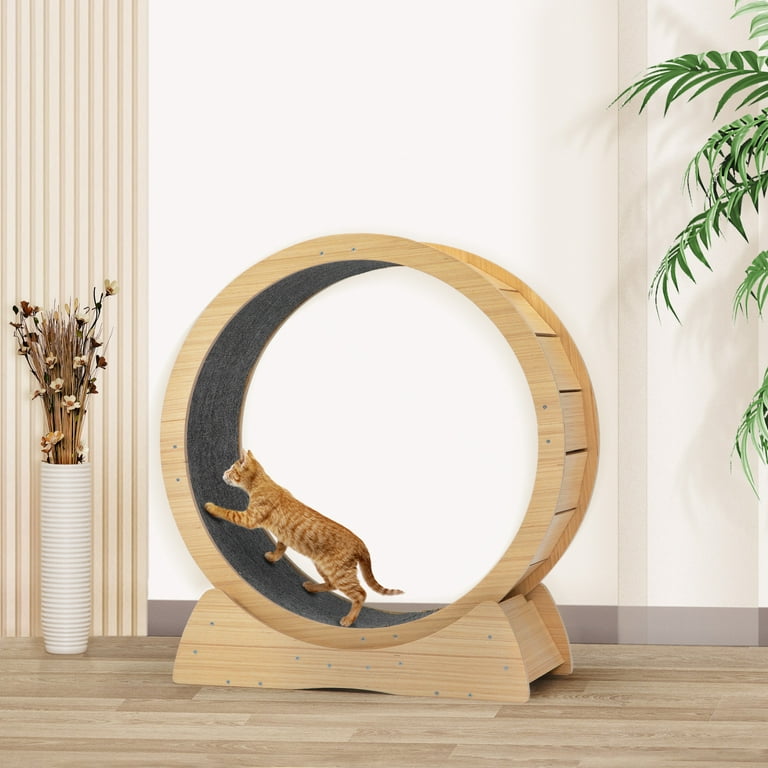 Coziwow Cat Exercise Wheel Silent Running Round Treadmill for Weight Loss Solid Wood Roller Cat Toy Walmart