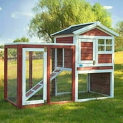Coziwow Outdoor Rabbit Hutch Large Pet House Wooden Habitat Small Animal Pet Poultry Cage, Gray