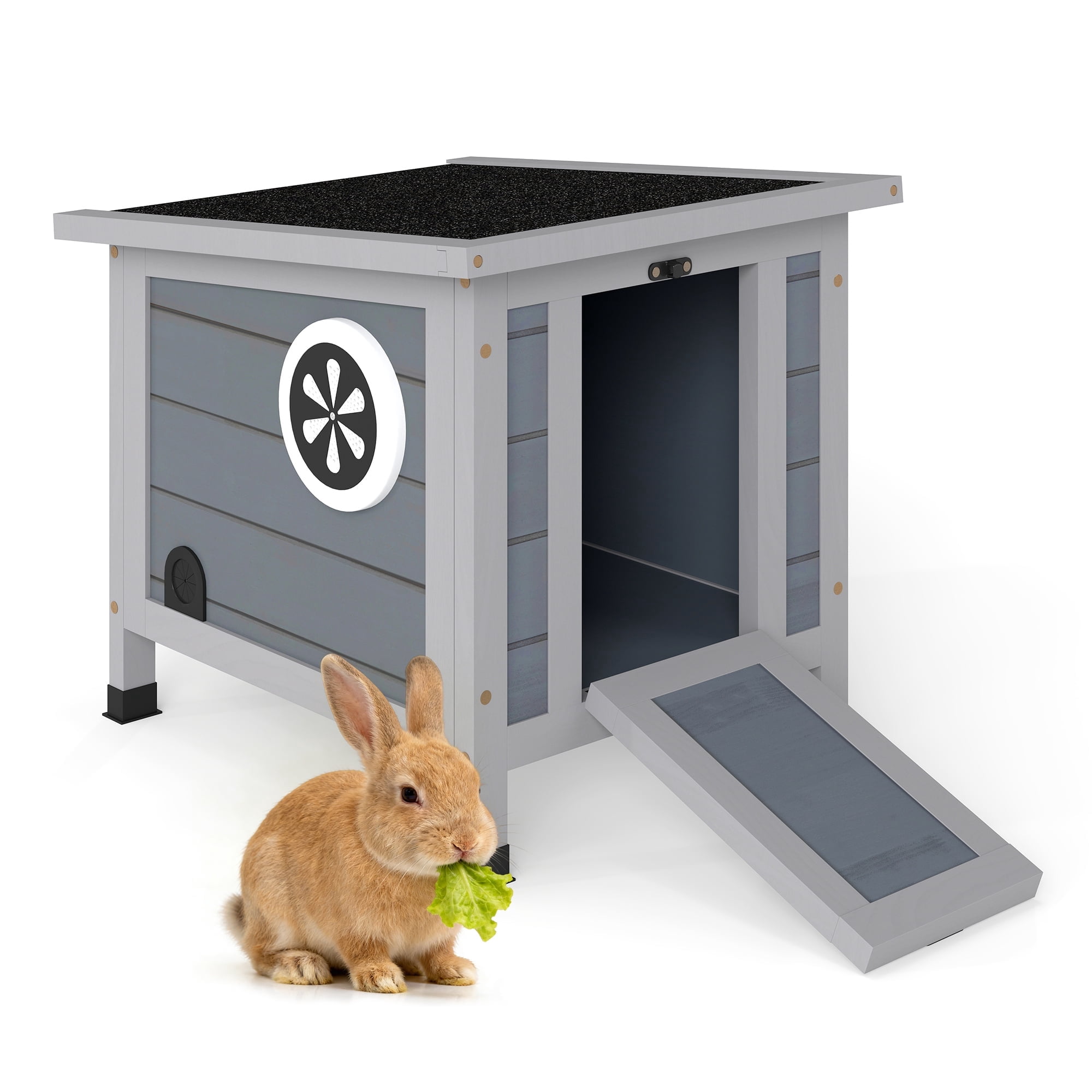 Coziwow Rabbit Hutch Cat House for Small Animal Wooden 20”x 16”x 17”, Grey