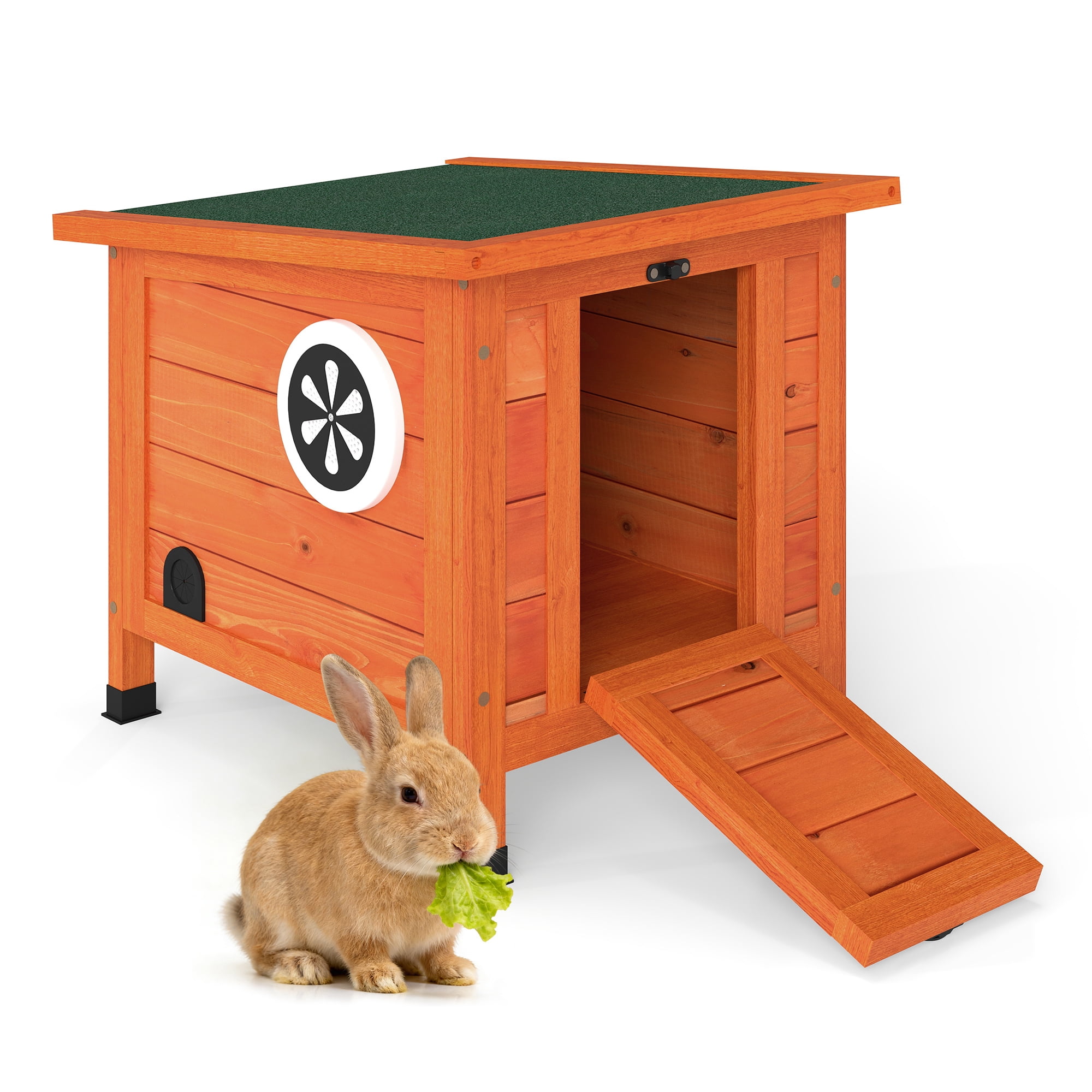 Coziwow Rabbit Hutch Cat House for Small Animal Wooden 20”x 16”x 17”, Khaki