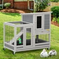 thumbnail image 1 of Coziwow Rabbit Hutch Outdoor Wooden Pet Small Animal Cage with Wheels, Openable roof, Gray, 1 of 9