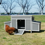 Coziwow Wooden Chicken Coop with Removable Tray and 2 Nesting Boxes for 4-6 hens, Dark Gray