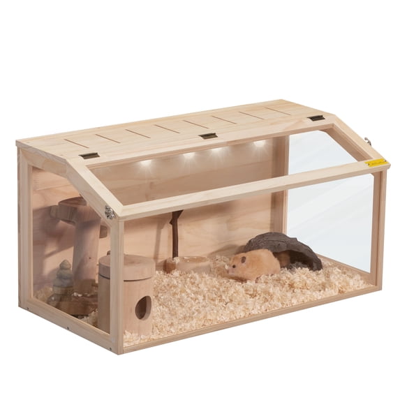 Image showcasing Coziwow Large Wooden Hamster Cage, Guinea Pig Habitat, Gerbil Enclosure ...