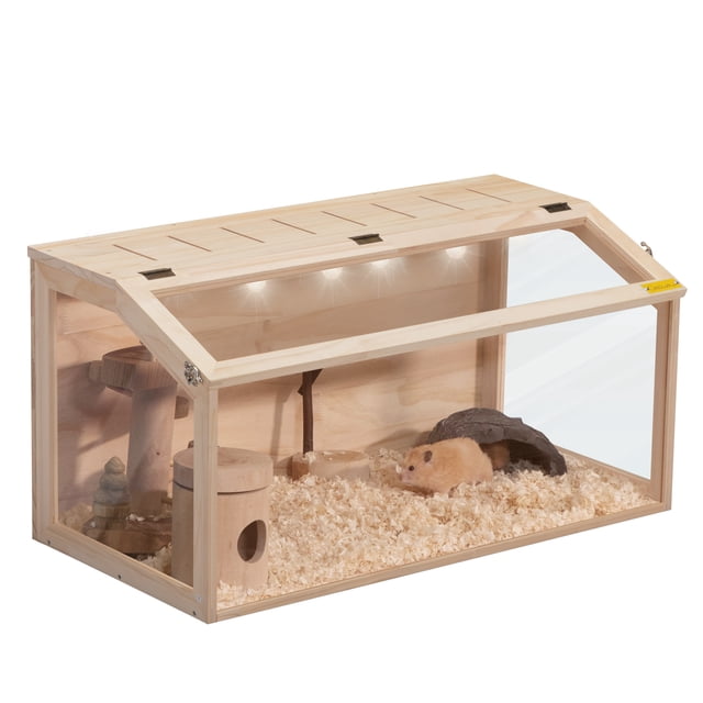 View of Coziwow Large Wooden Hamster Cage, Guinea Pig Habitat, Gerbil Enclosure ...