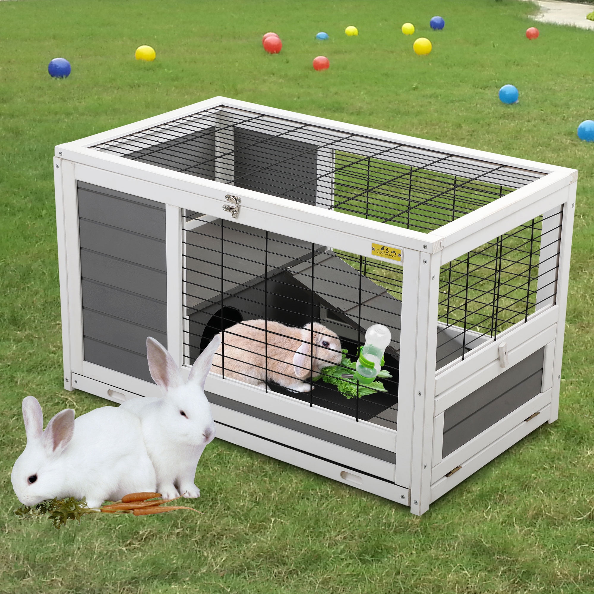 Coziwow Wooden Rabbit Hutch, Animal Cage Pet's Raising Gray - Walmart.com