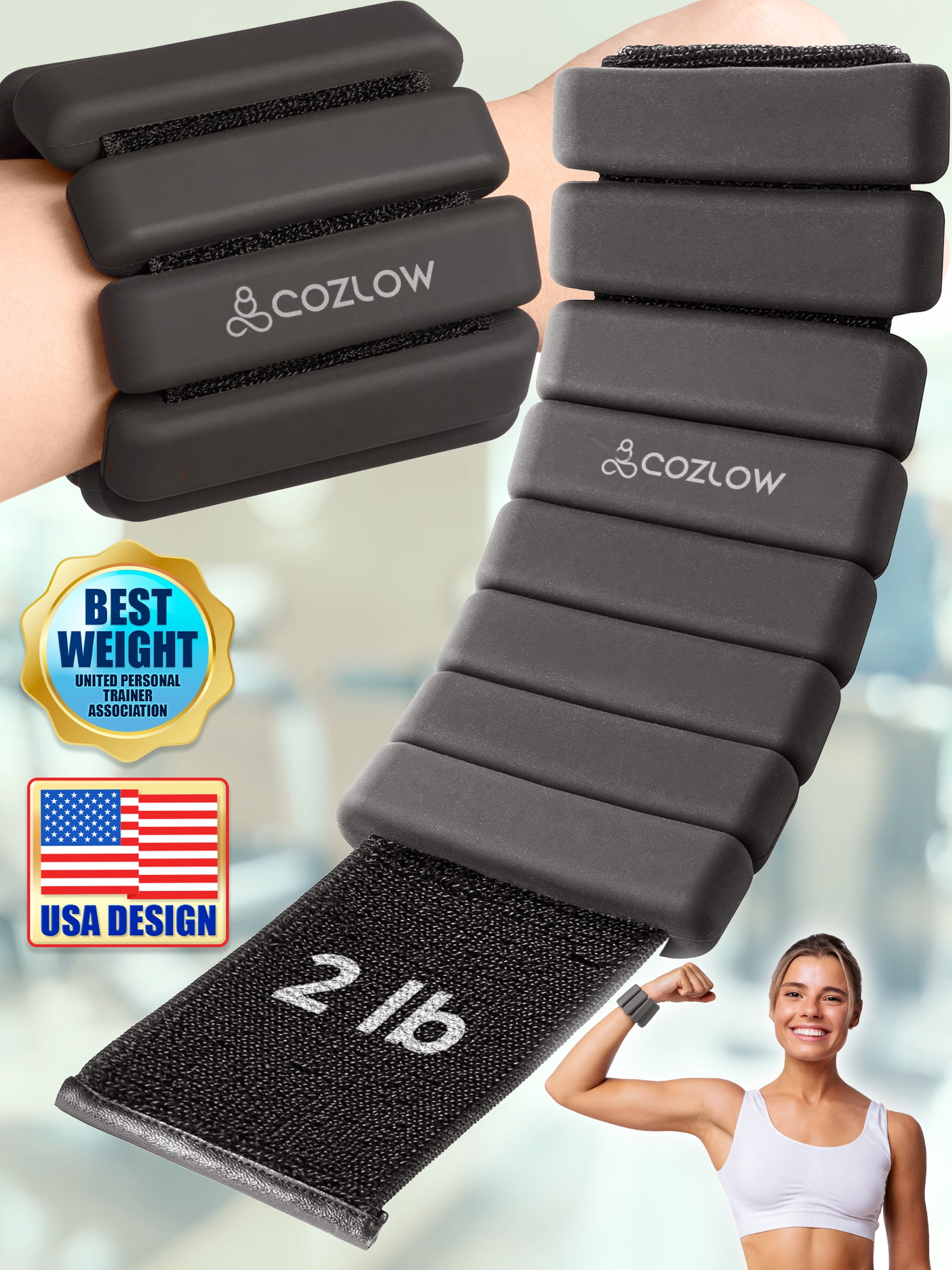 EcoEarth Ankle & Wrist Weights Set (2 X 1 Lb) - Adjustable Silicone Weight Bands For Fitness & Running