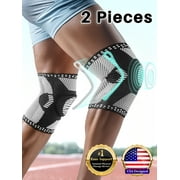 Cozlow Knee Brace for Arthritis & Torn Meniscus Relief, 2Pcs Compression Knee Support with Stabilizers for Men Women Knee Pain Relief, L