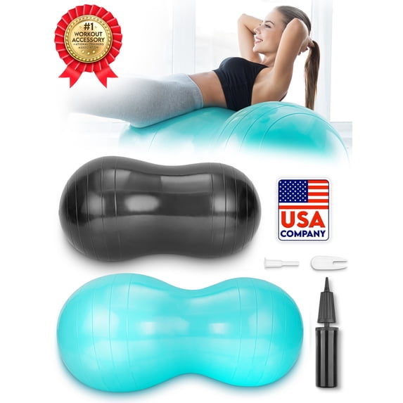 Cozlow Peanut Ball for Exercise & Fitness, Physical Therapy, Rehab & Labor, 2 Piece Set