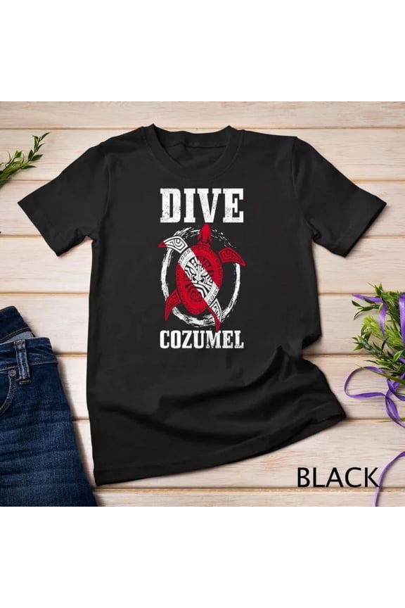 Cozumel Mexico Scuba Diving Flag Sea Turtle Scuba Diver Dive T-Shirt BLACK Unisex S-5XL Hot Trending Shirt, Vintage Birthday Gift