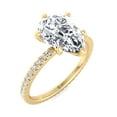 thumbnail image 1 of Cozumel - Moissanite Pear Shape Lab Diamond Engagement Ring with Round Side Stones, 1 of 4