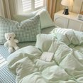 Cozy 2024 Grid Lattice Filling Warm Bed Linen Twin Full Queen Size