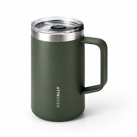 Cozy 20ozulated Coffee Mug With Handle & Lid Olive Green