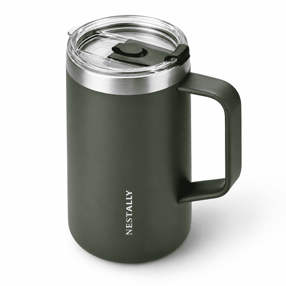 Cozy 20ozulated Coffee Mug With Handle & Lid Olive Green