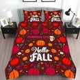 thumbnail image 1 of Cozy 3-Piece Duvet Cover Set with Pumpkin Pattern & "Hello FALL" Design - Perfect for Autumn Decor, 1 of 4