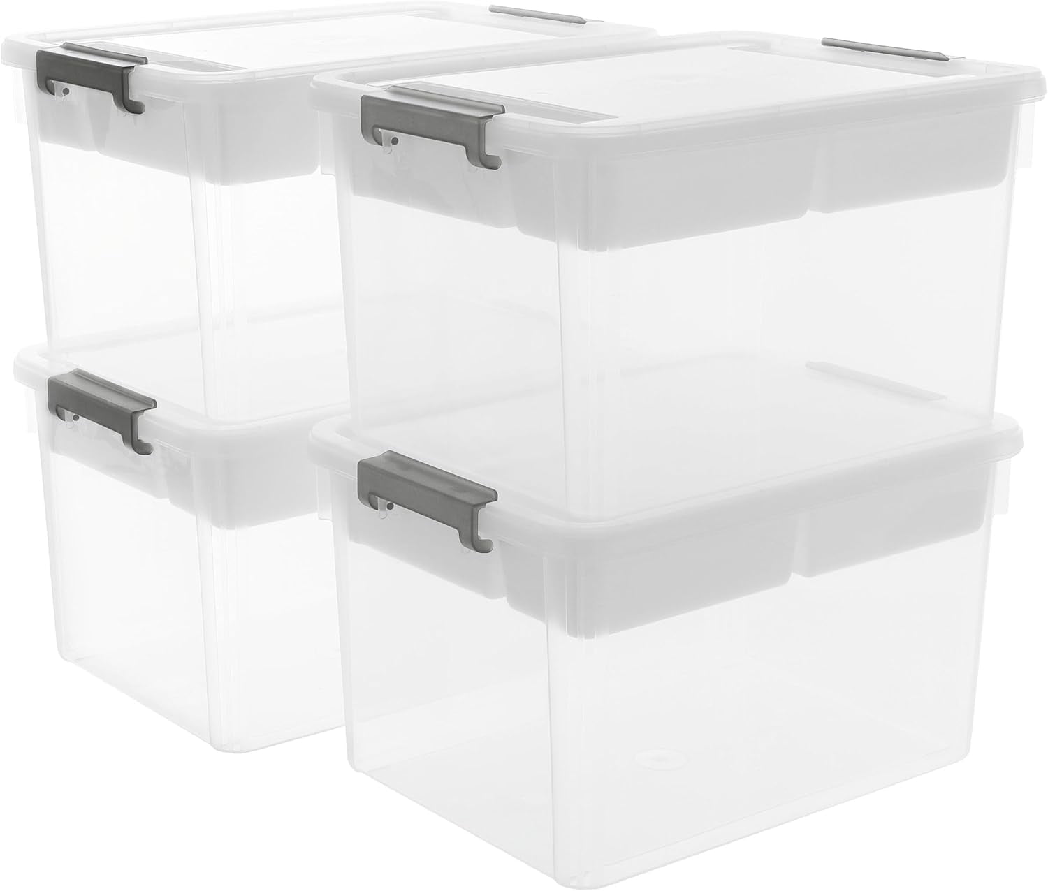 Image showcasing Cozy 32 QT Plastic Storage Bins with Removable Tray Large Stackable ...