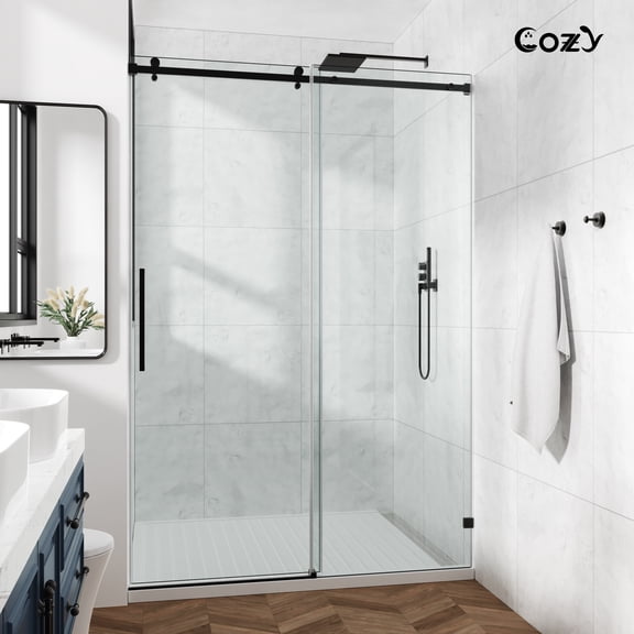 Cozy 48"x 76" Frameless Single Slide Shower Door 3/8"Tempered Square