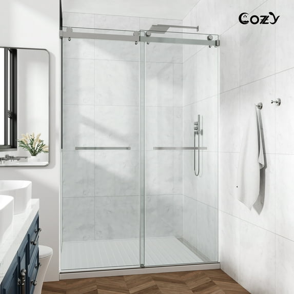 Cozy 54"x 60" Frameless Double Slide Shower Door 3/8" Tempered Glass