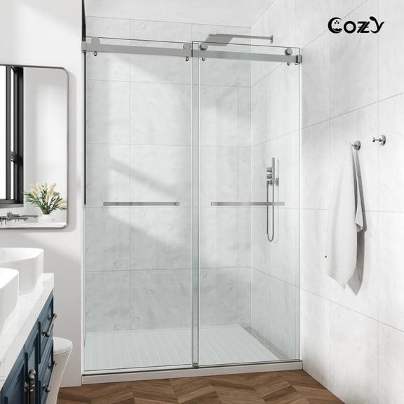 Cozy 60"x 76" Frameless Double Slide Shower Door 3/8" Tempered Glass