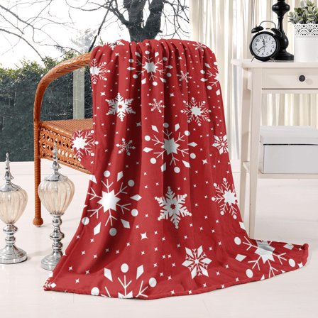 Cozy 60"x80" Christmas Flannel Throw Blanket, Super Soft Holiday Pattern for Couch, Sofa and Bedroom Decor