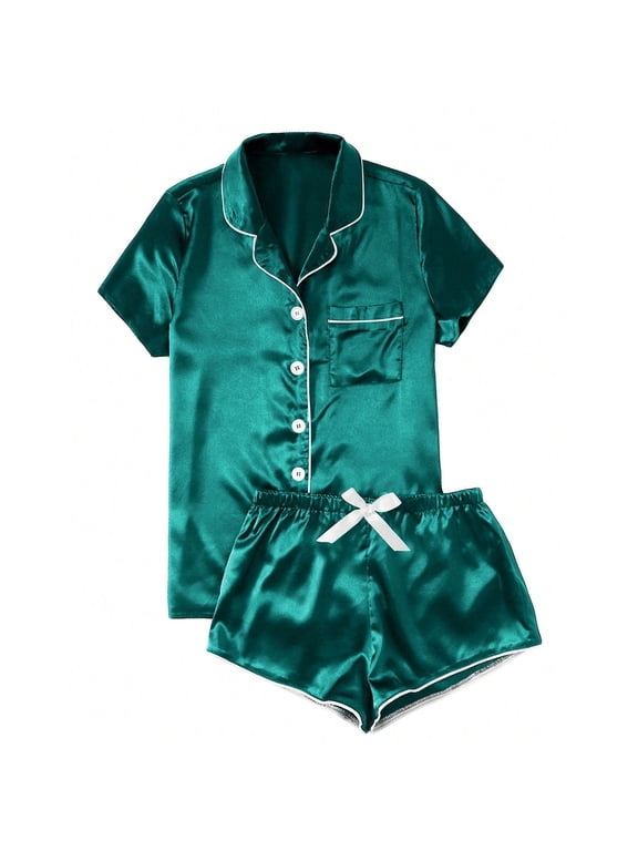 Cozy All Season 2 Piece Pajama Set Long Sleeve Breathable Wide Leg Soft Cloud True To Size Everyday Home Loungewear Dark Green XS