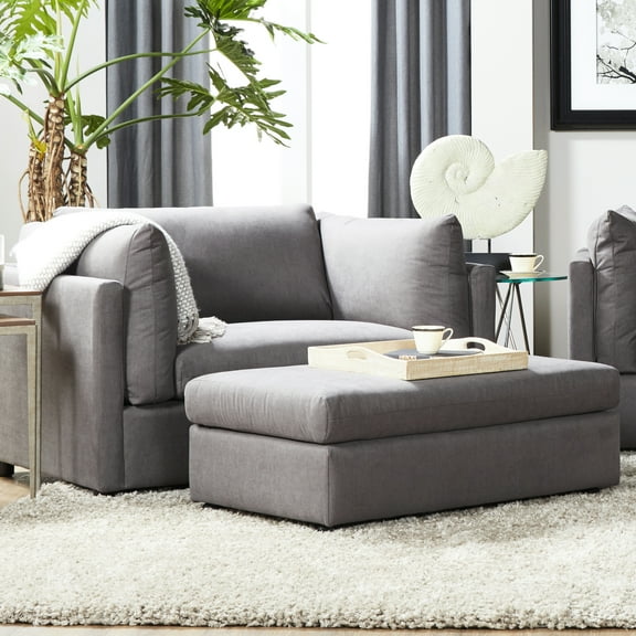 Cozy Arm Chair In Classy Gray Fabric And Elegant Dark