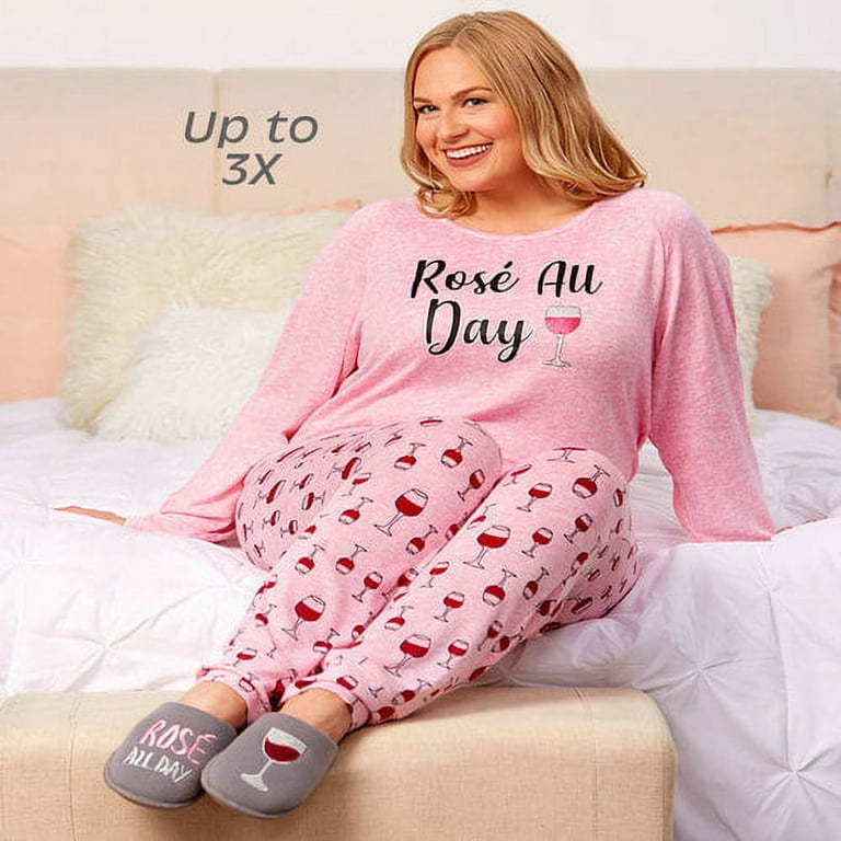Cozy Attitude Pajama Sets Medium Rose All Day Walmart