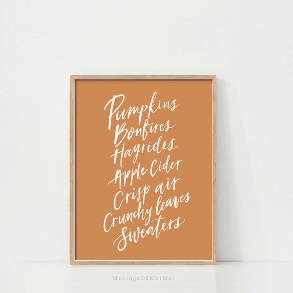 Cozy Autumn Artfall Decor Fall Color Palette Poster Rustic Farmhouse Wall Art Poster, Unframed Poster Size 8x12