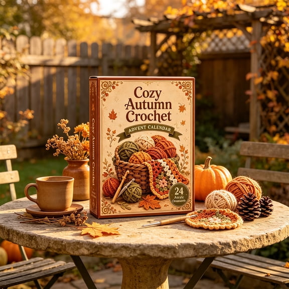 Cozy Autumn Crochet Advent Calendar, 24Piece CrochetTheme Ornaments Fall Holiday Countdown Gift