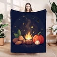 thumbnail image 1 of Cozy Autumn Flannel Blanket - Soft Warm Durable Design with Campfire & Fall Elements for Sofa Travel Bed Chair, 1 of 7