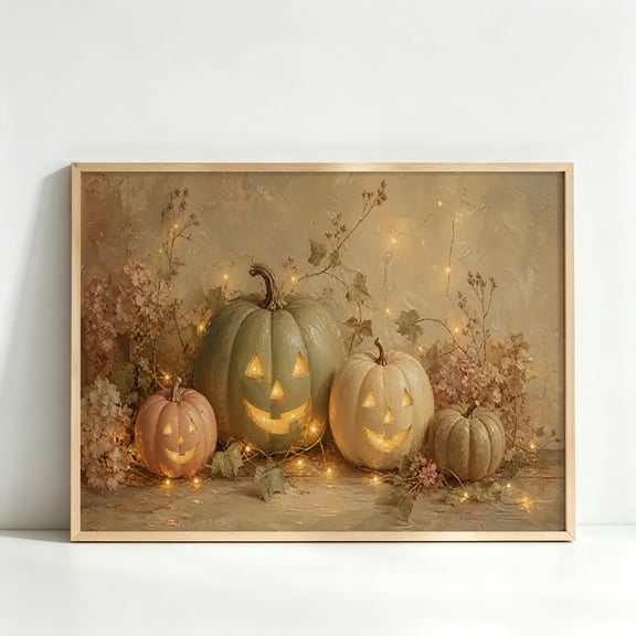 Cozy Autumn Pumpkin Canvas Wall Art, Vintage Fall Pumpkin Print for Living Room Bedroom Entryway Decor, Rustic Farmhouse Artwork, Premium Canvas, Lightweight & Easy to Hang, Unframed 12x16inch