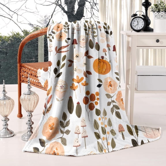 Cozy Autumn Throw Blanket for Fireside Reading, 50x60 Inch Soft Flannel Blanket - Warm Plush Fall Decor for Sofa, Bed and Relaxing Evenings