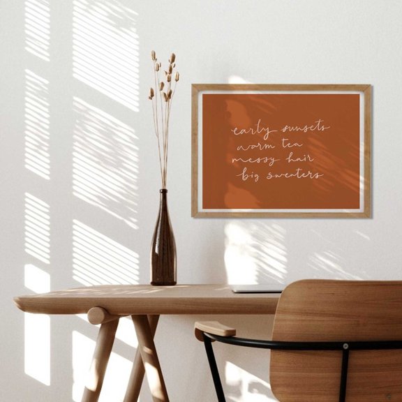 Cozy Autumn Vibes Wall Art Fall Decor Quotes Boho Poster, Unframed Poster Size 8x12