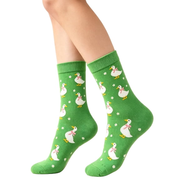 Cozy Autumn Winter Novelty Crew Socks for Women, Playful Pattern, Casual Thermal Knit Sock Pack