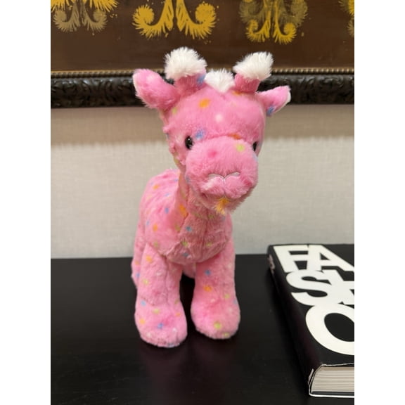 Cozy BA Pink Giraffe Plushie Soft Stuffed Giraffe with Sweet Colorful Dots Quirky Dessert Style Giraffe Figure Home Aesthetics
