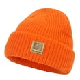 thumbnail image 1 of Cozy Baby Knit Beanie with Fold-Up Ear Flap Design, Soft Warm Winter Hat for Newborns, Infants, and Toddlers, Cold Weather Protection for Boys and Girls-Bright Orange, 1 of 5